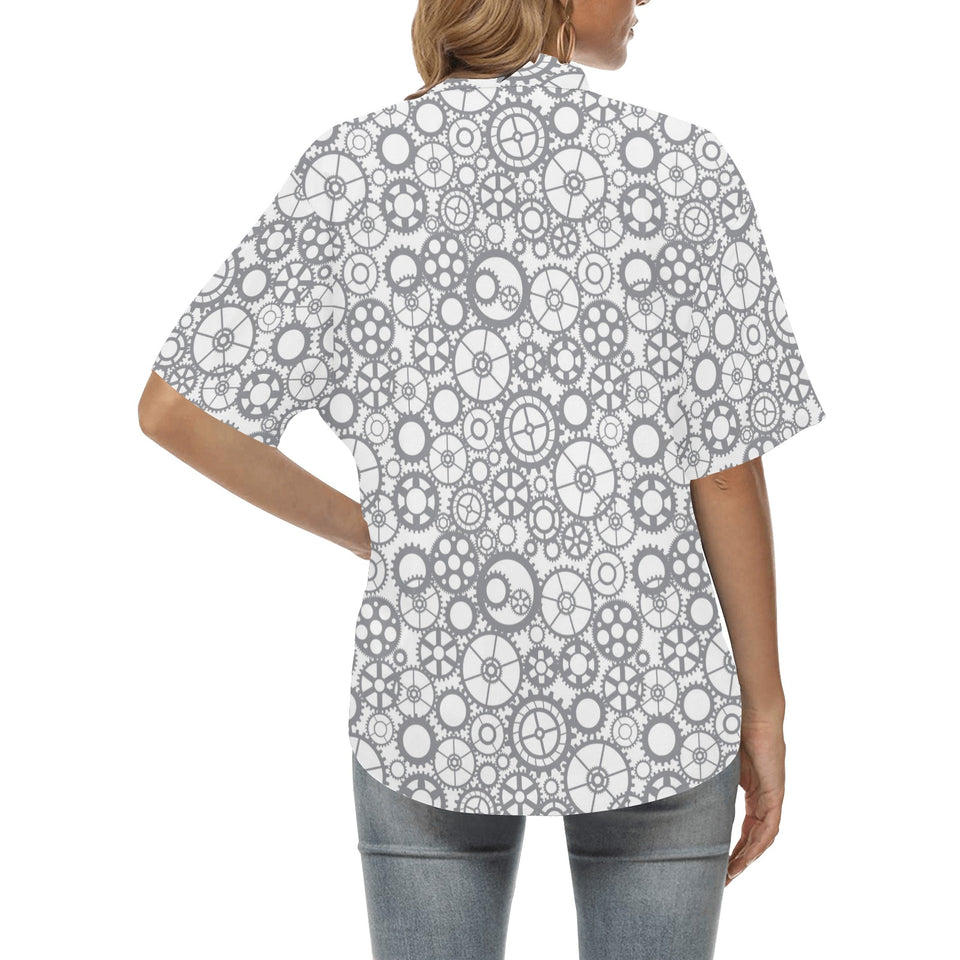 Gear Pattern Print Design 05 Women's All Over Print Hawaiian Shirt