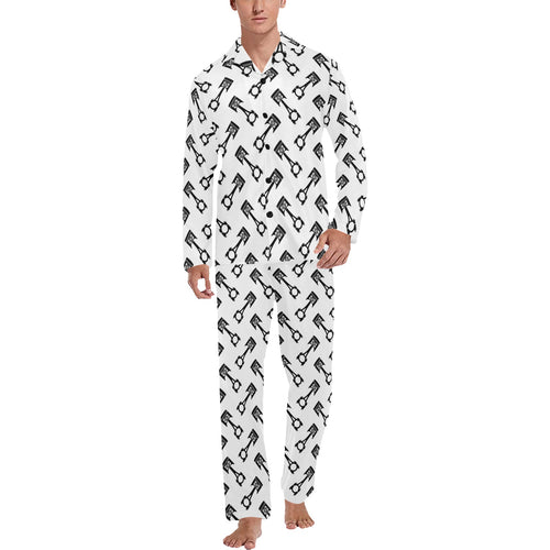 Engine Piston Theme Background Pattern Print Desig Men's Long Pajama Set