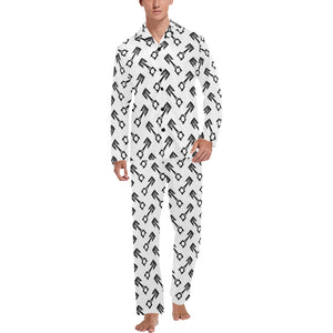 Engine Piston Theme Background Pattern Print Desig Men's Long Pajama Set