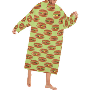 Hamburger Pattern Print Design 02 Blanket Robe with Sleeves