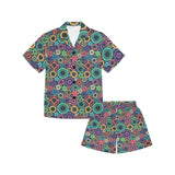 Gear Pattern Print Design 02 Kids' Boys' Girls' V-Neck Short Pajama Set