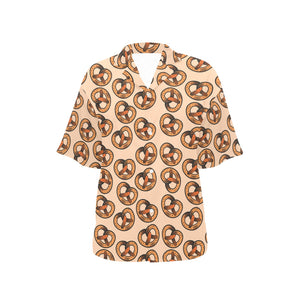 Pretzels Pattern Print Design 02 Women's All Over Print Hawaiian Shirt