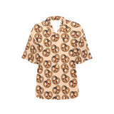 Pretzels Pattern Print Design 02 Women's All Over Print Hawaiian Shirt