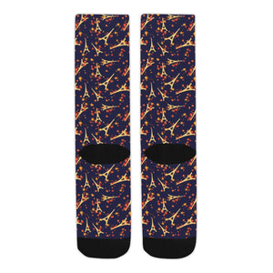 Eiffel Tower Pattern Print Design 02 Crew Socks