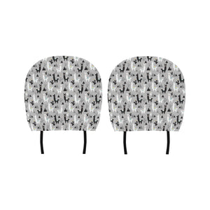 Black and White Llama Pattern Car Headrest Cover