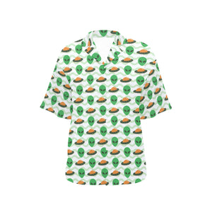 Alien Pattern Print Design 02 Women's All Over Print Hawaiian Shirt