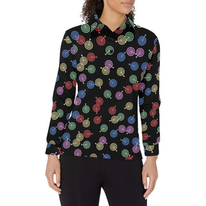 Darts Pattern Print Design 03 Women's Long Sleeve Polo Shirt