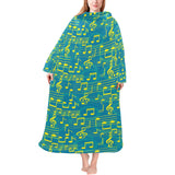 Music Notes Pattern Print Design 05 Blanket Robe with Sleeves