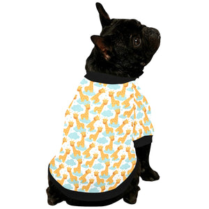 Giraffe Pattern Print Design 05 All Over Print Pet Dog Round Neck Fuzzy Shirt