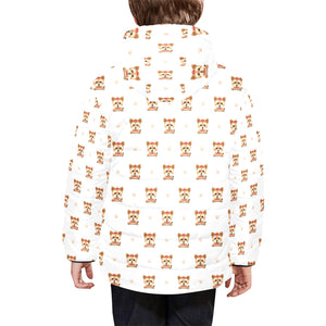 Yorkshire Terrier Pattern Print Design 03 Kids' Boys' Girls' Padded Hooded Jacket