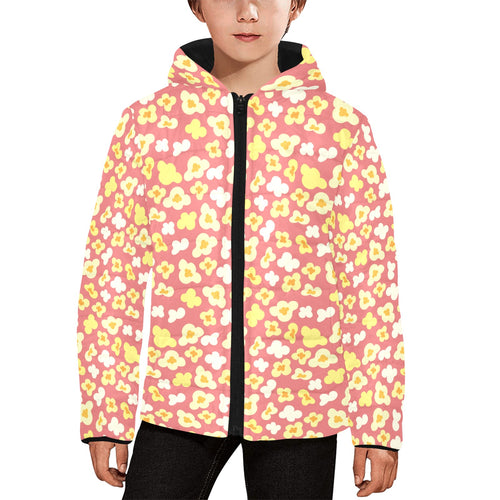 Popcorn Pattern Print Design 01 Kids' Boys' Girls' Padded Hooded Jacket