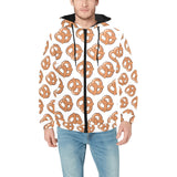 Pretzels Pattern Print Design 05 Men's Padded Hooded Jacket(ModelH42)