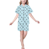 Pigeon Pattern Print Design 02 Kids' Boys' Girls' V-Neck Short Pajama Set