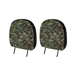 Green Camo Camouflage Honeycomb Pattern Car Headrest Cover