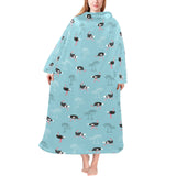 Ostrich Pattern Print Design 05 Blanket Robe with Sleeves