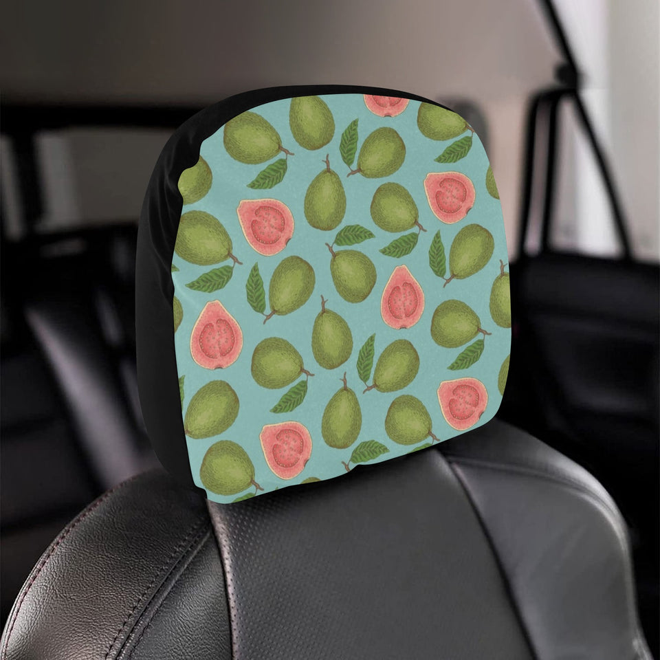 Guava Pattern Green Background Car Headrest Cover