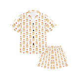 Pancake Pattern Print Design 02 Kids' Boys' Girls' V-Neck Short Pajama Set