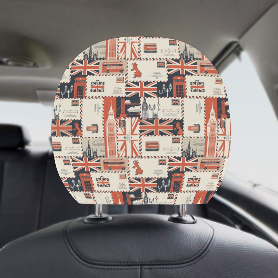 British Pattern Print Design 04 Car Headrest Cover