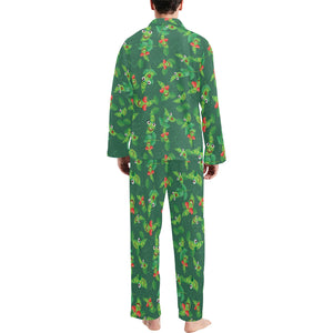 Green Peas Pattern Print Design 05 Men's Long Pajama Set