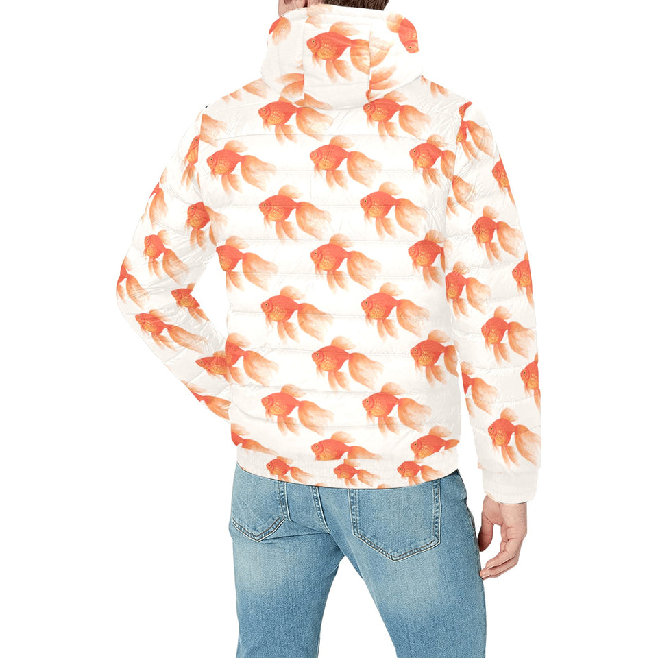 Goldfish Pattern Print Design 05 Men's Padded Hooded Jacket(ModelH42)