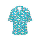 Seagull Pattern Print Design 03 Women's All Over Print Hawaiian Shirt