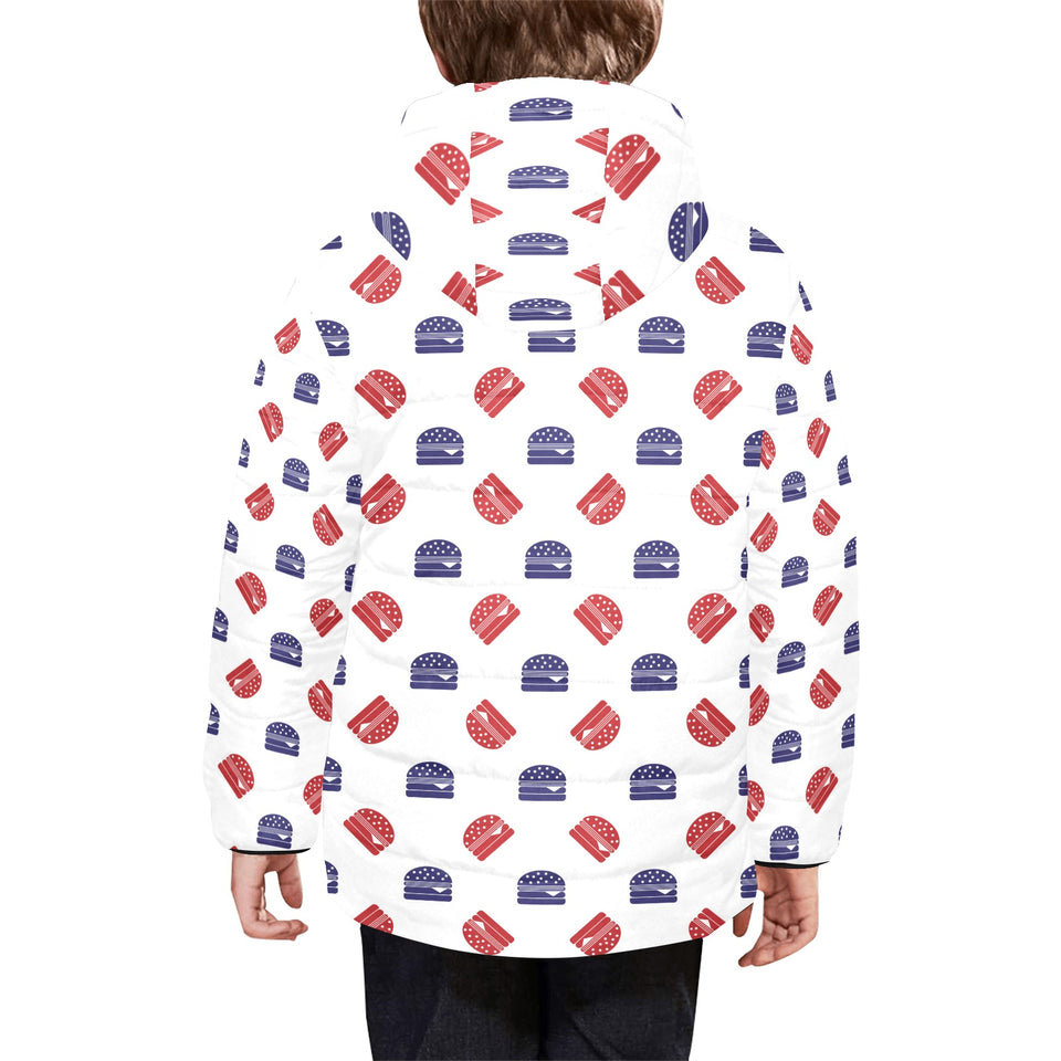 Hamburger Pattern Print Design 04 Kids' Boys' Girls' Padded Hooded Jacket