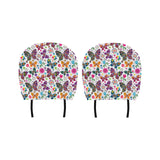 Colorful Butterfly Flower Pattern Car Headrest Cover