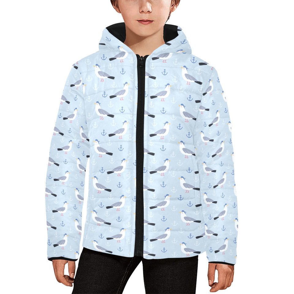 Pigeon Pattern Print Design 03 Kids' Boys' Girls' Padded Hooded Jacket