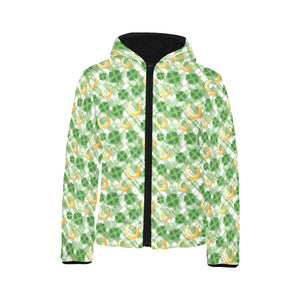 Horseshoes Pattern Print Design 05 Kids' Boys' Girls' Padded Hooded Jacket