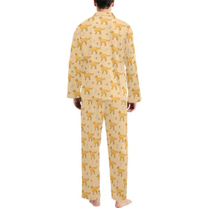 Golden Retriever Pattern Print Design 04 Men's Long Pajama Set