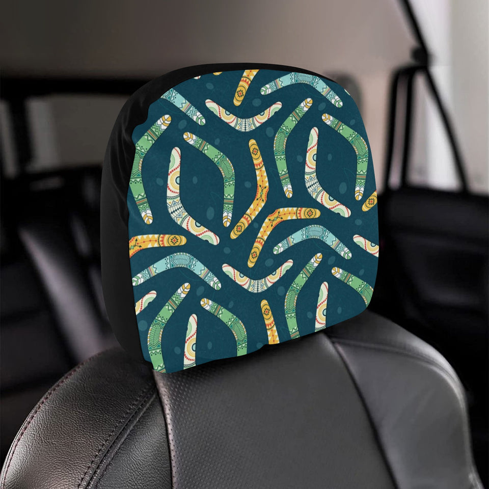 Boomerang Aboriginal Pattern Dark Background Car Headrest Cover