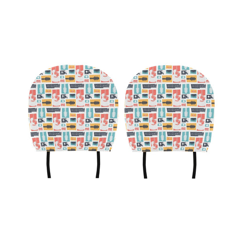 Guitar Pattern Background Car Headrest Cover