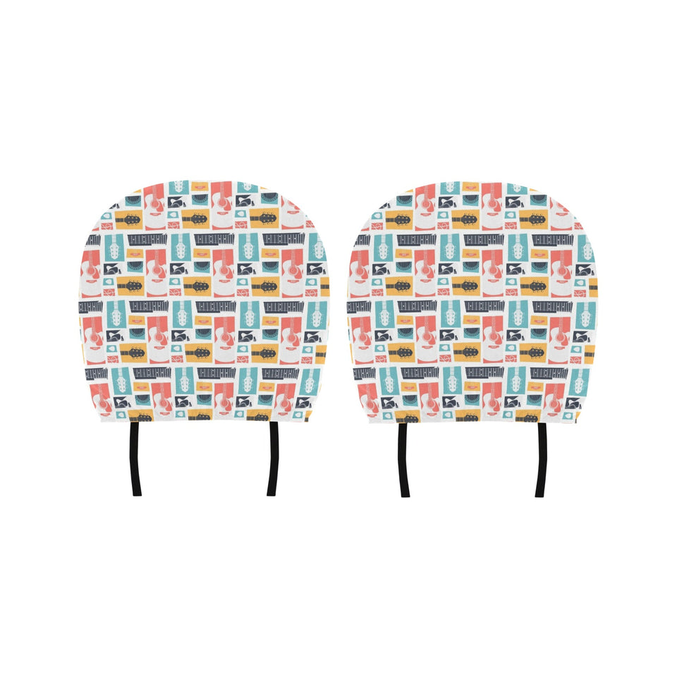 Guitar Pattern Background Car Headrest Cover