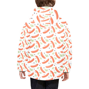 Sausage Pattern Print Design 03 Kids' Boys' Girls' Padded Hooded Jacket