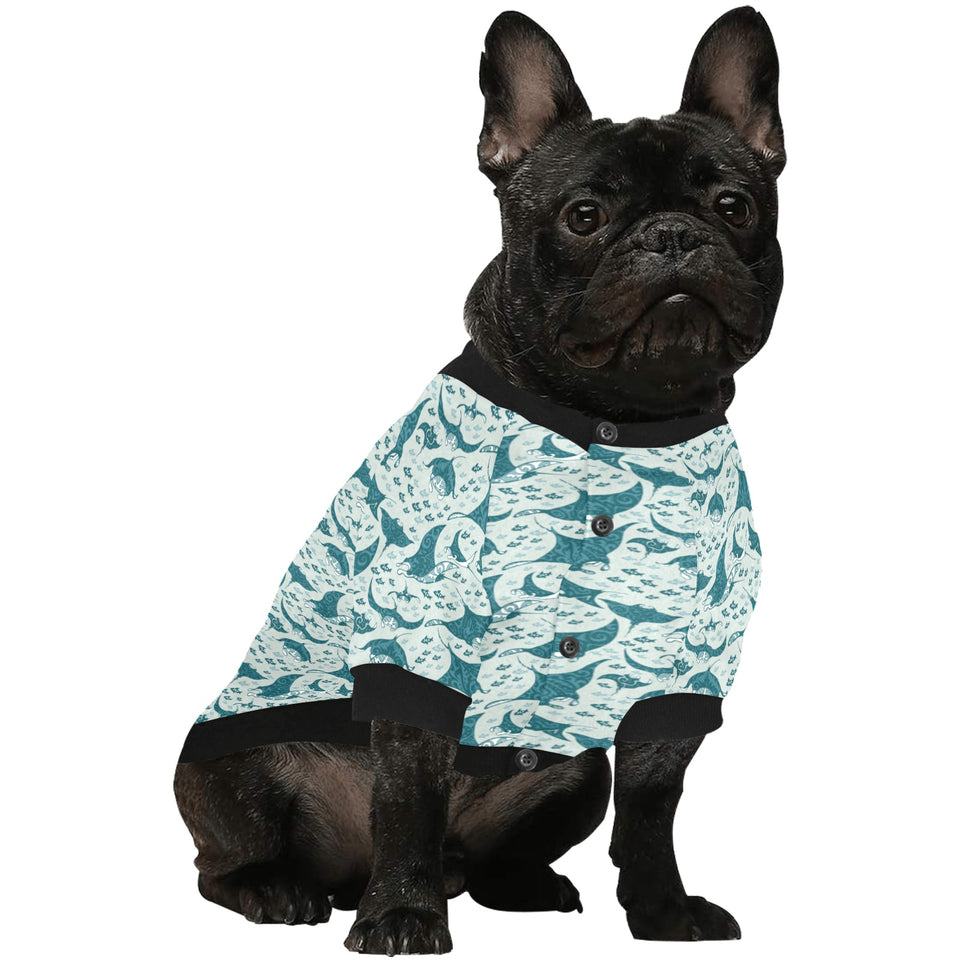 Stingray Pattern Print Design 01 All Over Print Pet Dog Round Neck Fuzzy Shirt