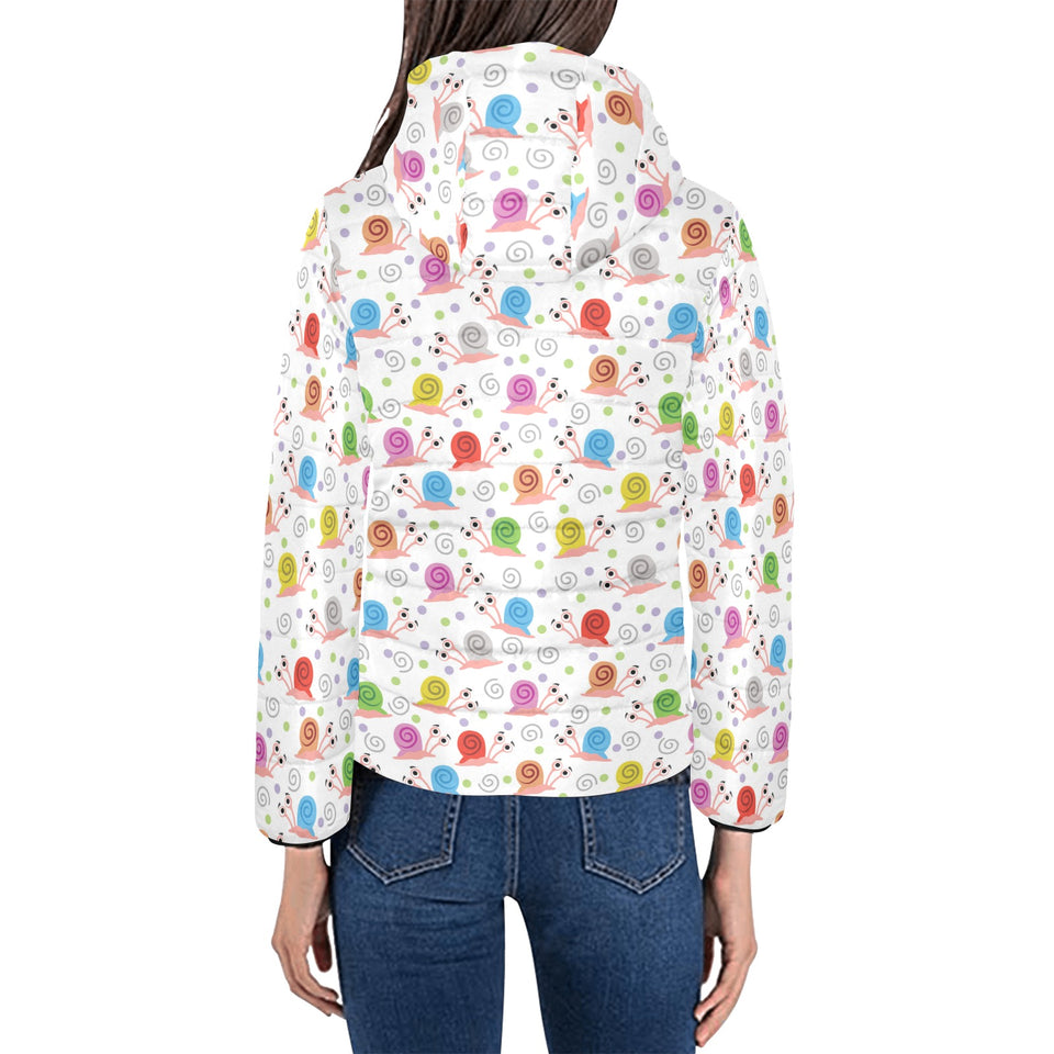 Snail Pattern Print Design 05 Women's Padded Hooded Jacket