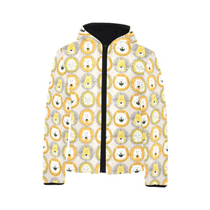 Lion Pattern Print Design 04 Kids' Boys' Girls' Padded Hooded Jacket