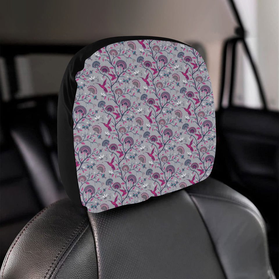 Hummingbird Pattern Print Design 04 Car Headrest Cover