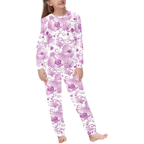 Orchid Pattern Kids' Boys' Girls' All Over Print Pajama Set