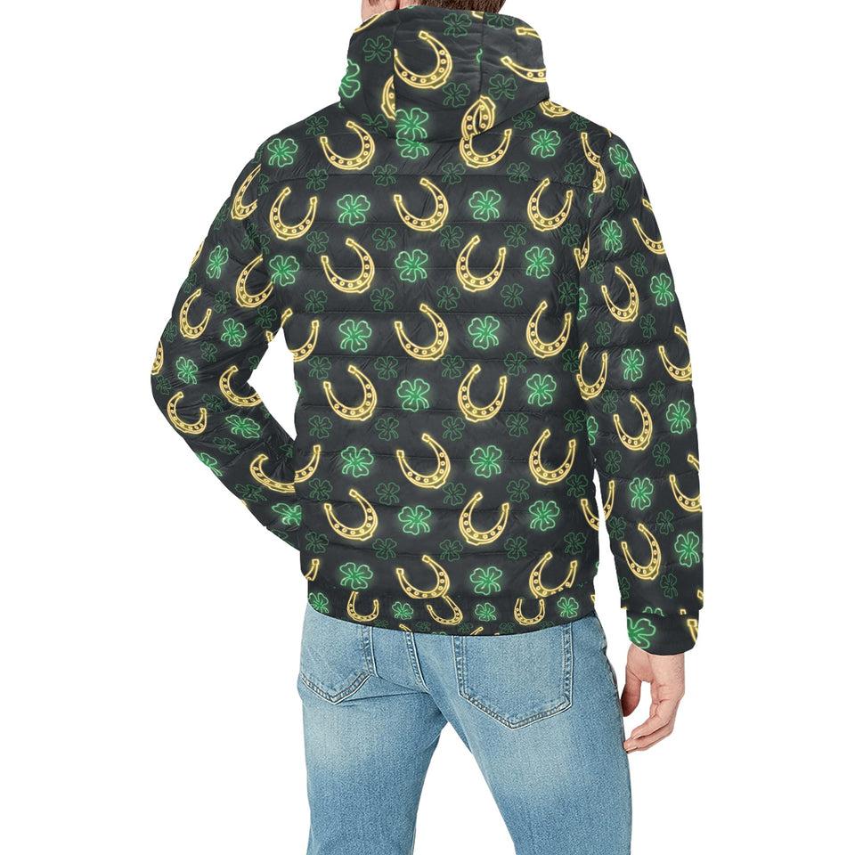 Horseshoes Pattern Print Design 04 Men's Padded Hooded Jacket(ModelH42)