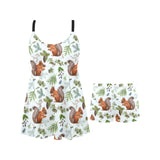 Squirrel Pattern Print Design 02 Chest Sexy Pleated Two Piece Swim Dress