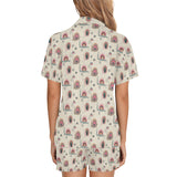 Snail Pattern Print Design 04 Women's V-Neck Short Pajama Set