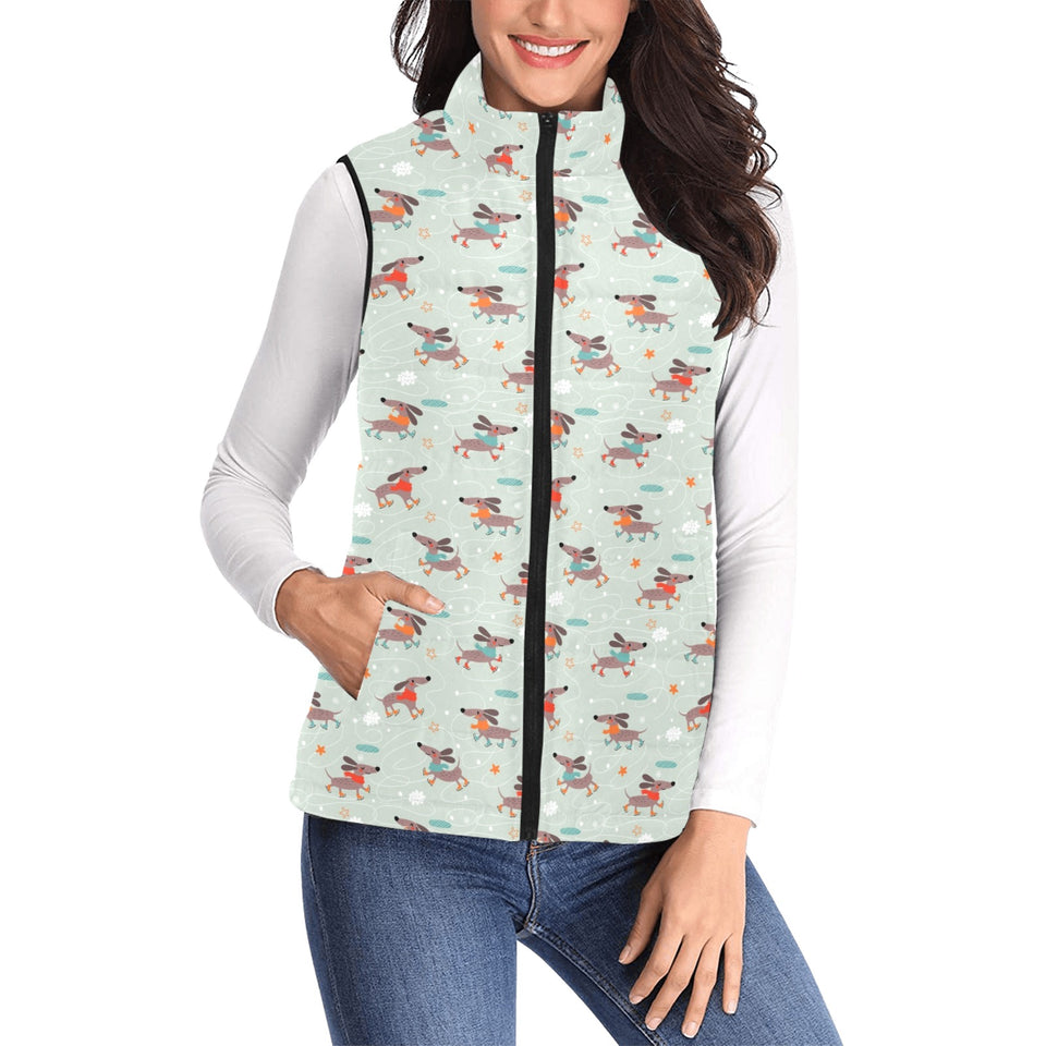 Dachshund Skating Pattern Women's Padded Vest