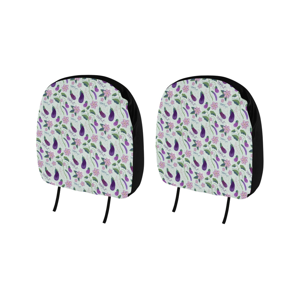 Eggplant Pattern Print Design 03 Car Headrest Cover