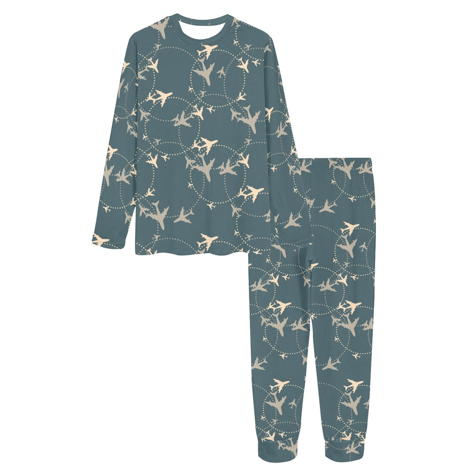 Airplane Circle Pattern Women's All Over Print Pajama Set