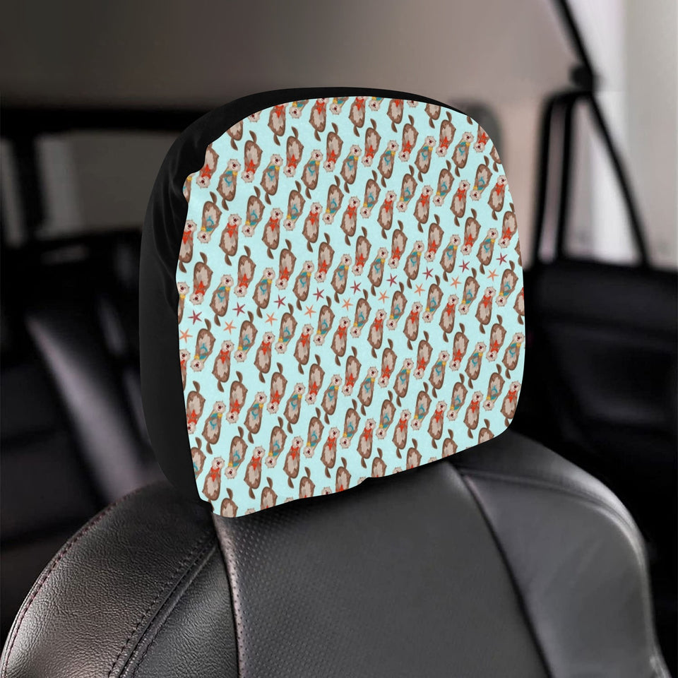 Otter Pattern Background Car Headrest Cover