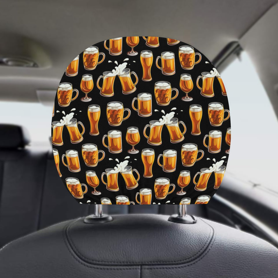 Beer Pattern Background Car Headrest Cover