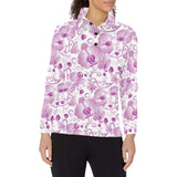 Orchid Pattern Women's Long Sleeve Polo Shirt