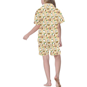 Guinea Pig Pattern Print Design 02 Kids' Boys' Girls' V-Neck Short Pajama Set