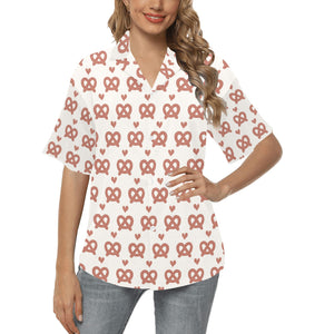 Pretzels Pattern Print Design 01 Women's All Over Print Hawaiian Shirt